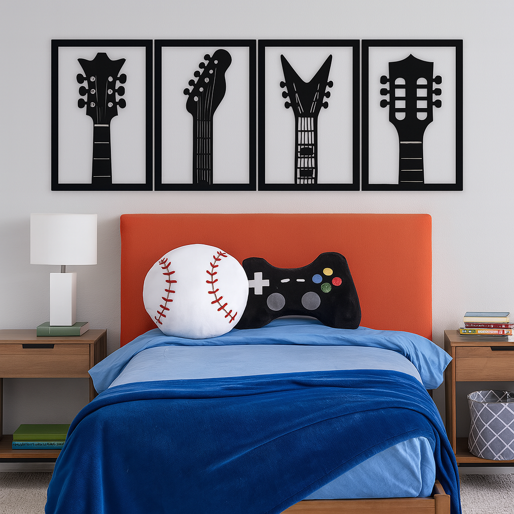 4-Frame Guitar Headset Wall Art