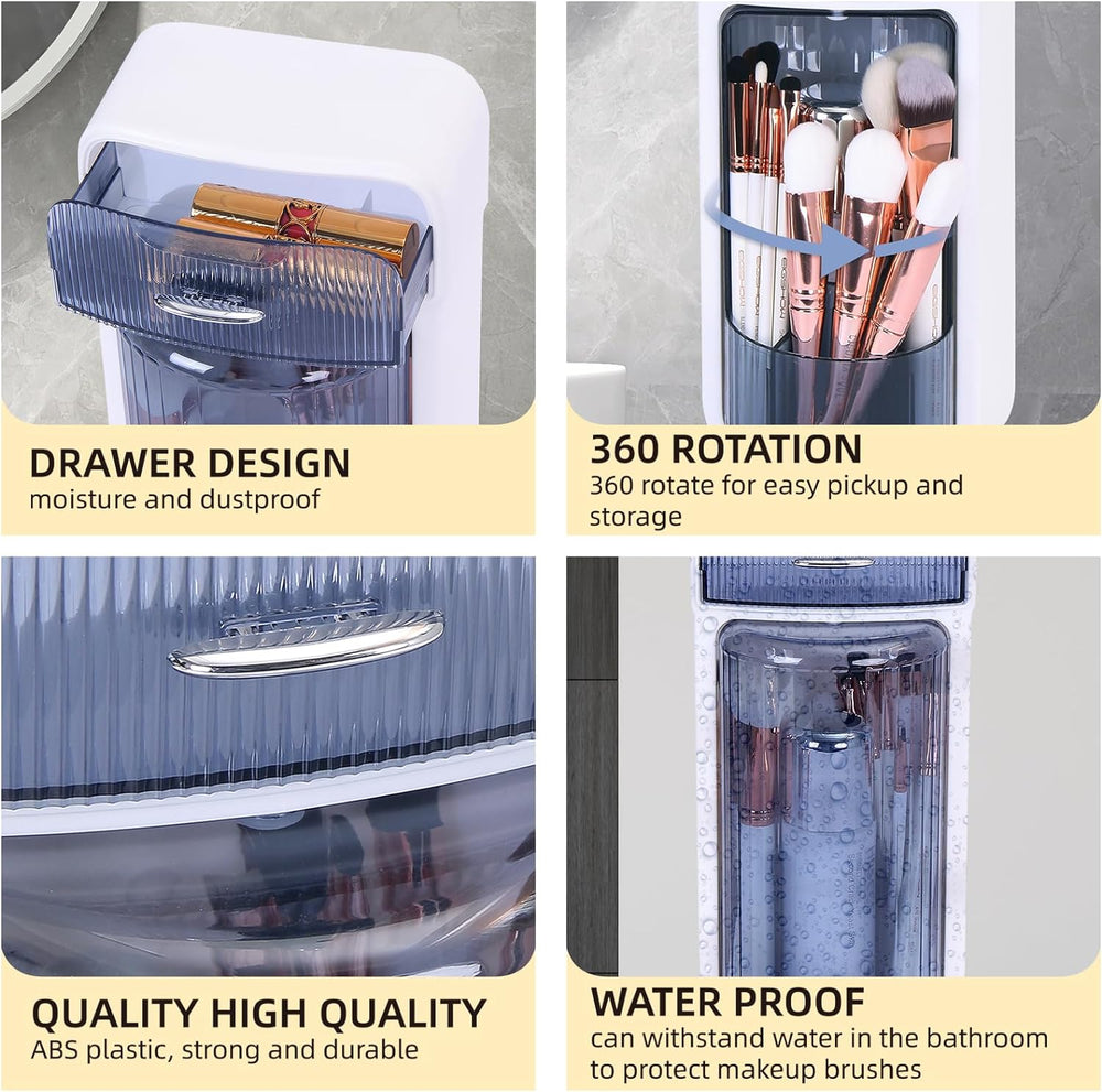 360 Rotation Makeup Brush Organizer, Large Capacity Make Up Brush Hold Rack Waterproof