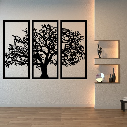 3D Wooden Tree Wall Art (Set of 3)