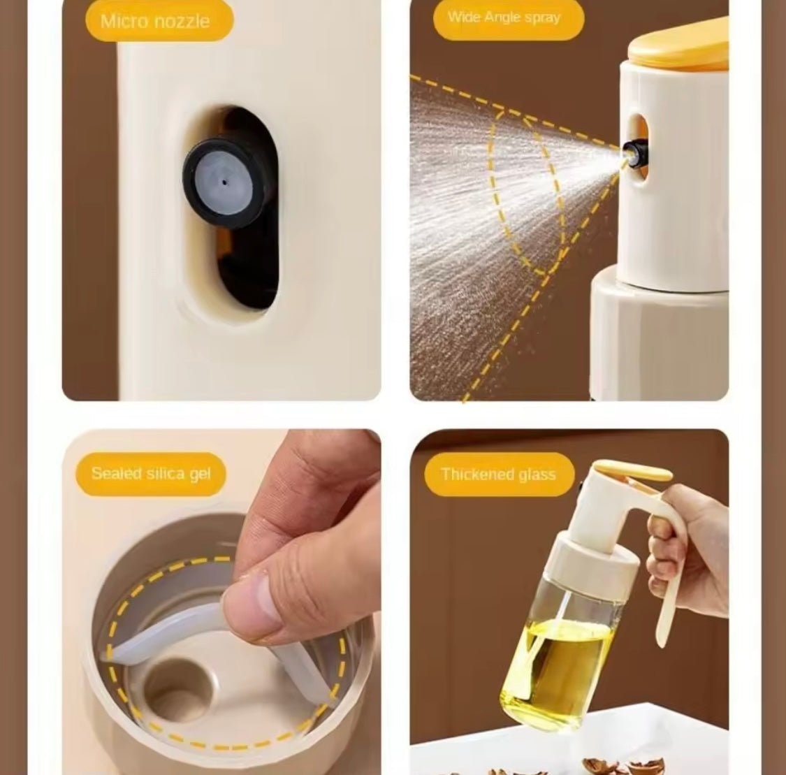 200ML Oil Spray Bottle, Anti-leakage Glass Oil Container, Transparent Kitchen Oil Fancy Bottle