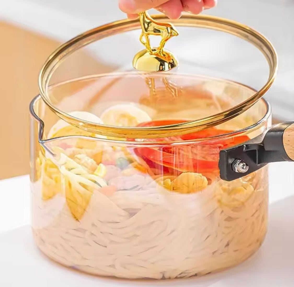 Non-Stick Cooking Glass Pot, New Transparent Design Pot, Kitchen Cooking Saucepan