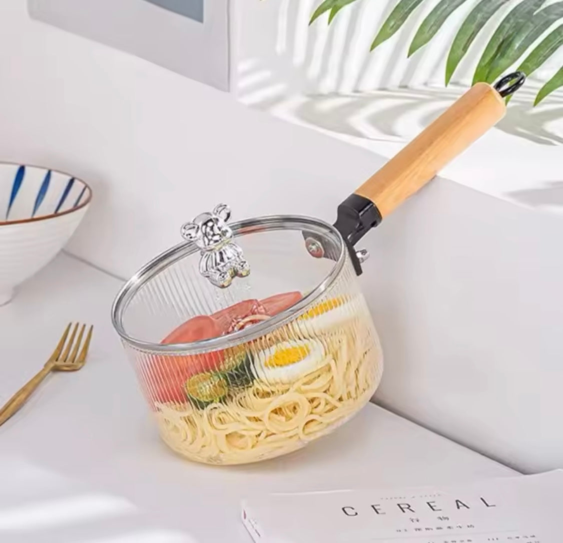 Non-Stick Cooking Glass Pot, New Transparent Design Pot, Kitchen Cooking Saucepan