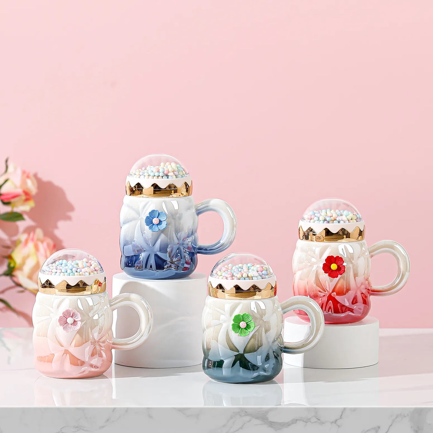 Modern Pearl Glaze Coffee Mug With Lid