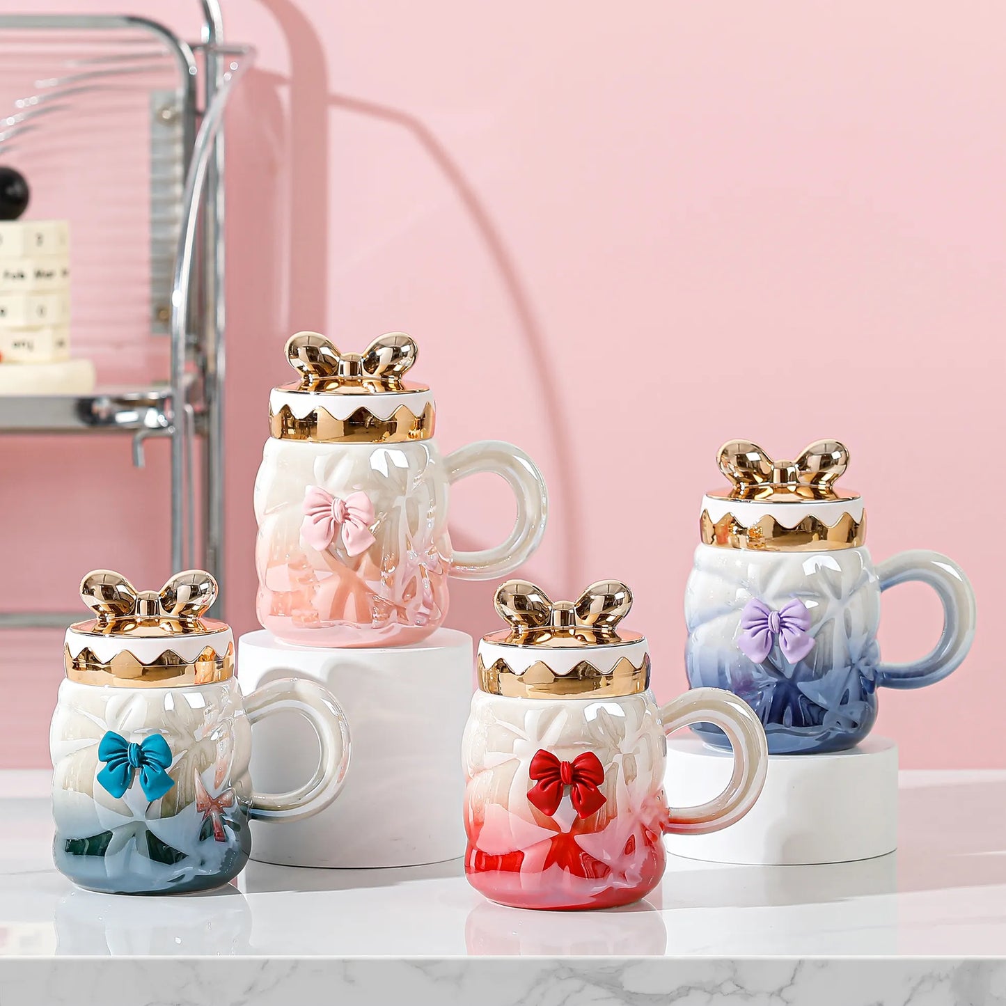 Modern Colorful Ceramic Coffee Mug With Lid