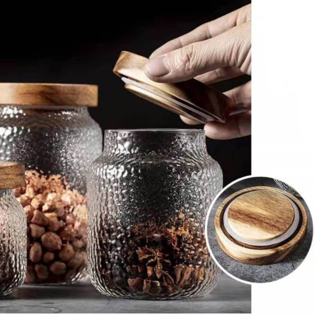 Hammer Grain Glass Jar