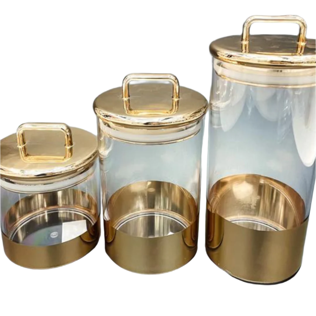 Gold Round Acrylic Airtight Canister