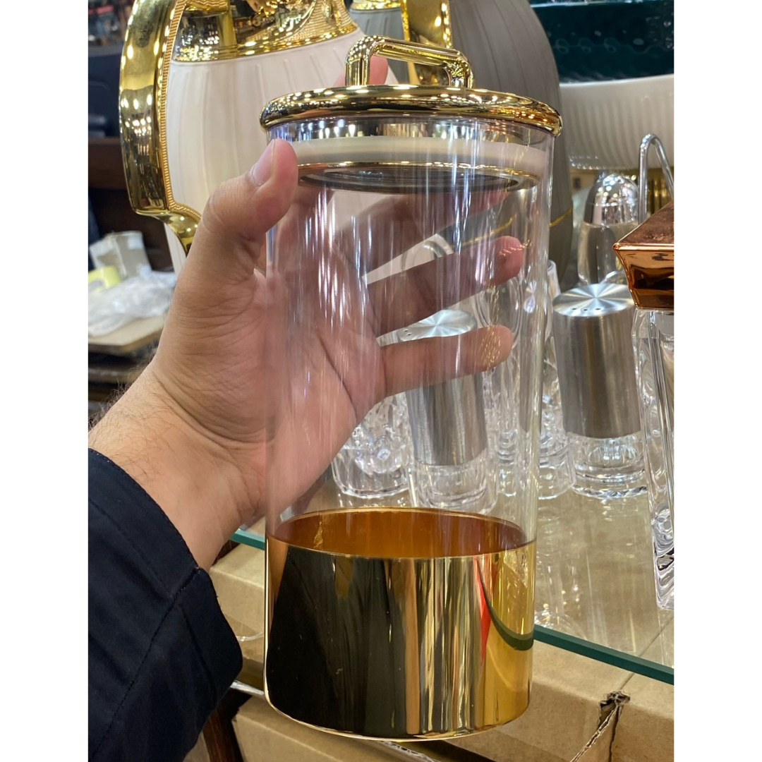 Gold Round Acrylic Airtight Canister