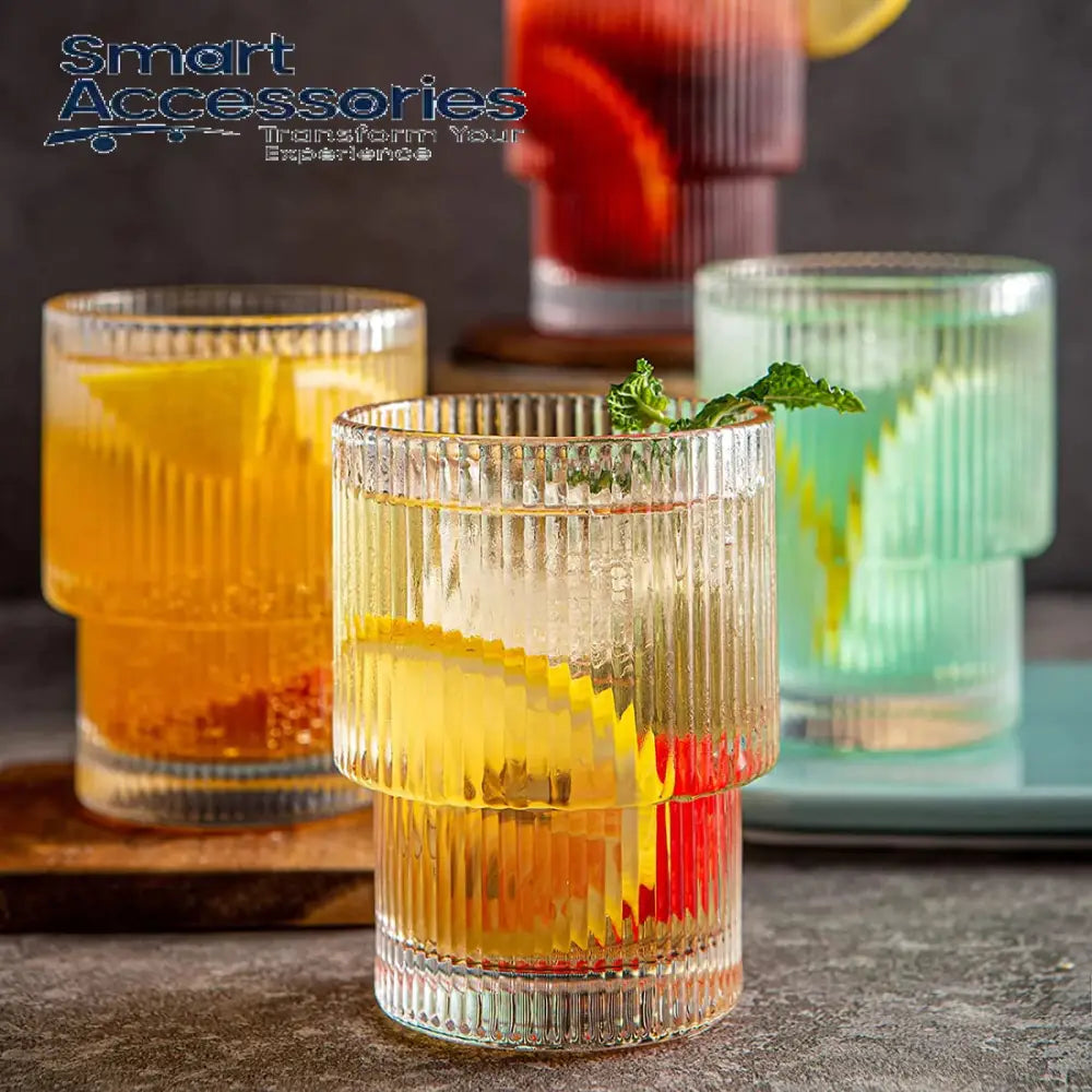Elegant Ribbed Iced Coffee Glass