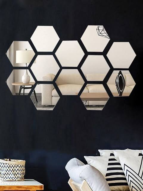 Acrylic Hexagon wall decor Mirror - Wall Decorations