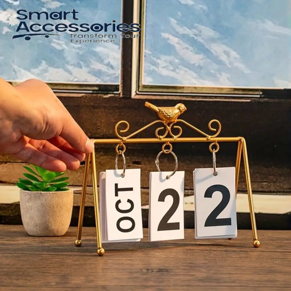 Metal Bird Office Desk Calendar