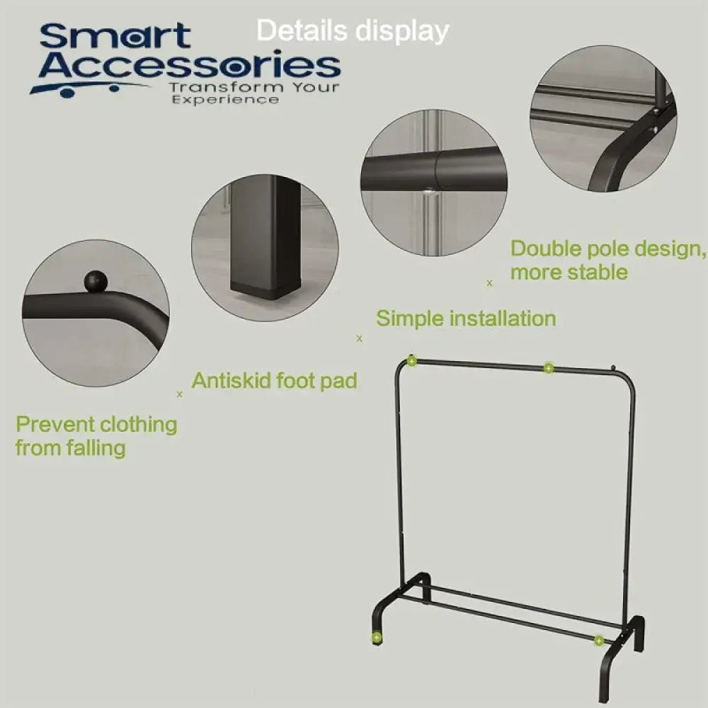 Metal Garment Rack Heavy Duty Indoor Bedroom Clothes Coat Stand Shoes Rack