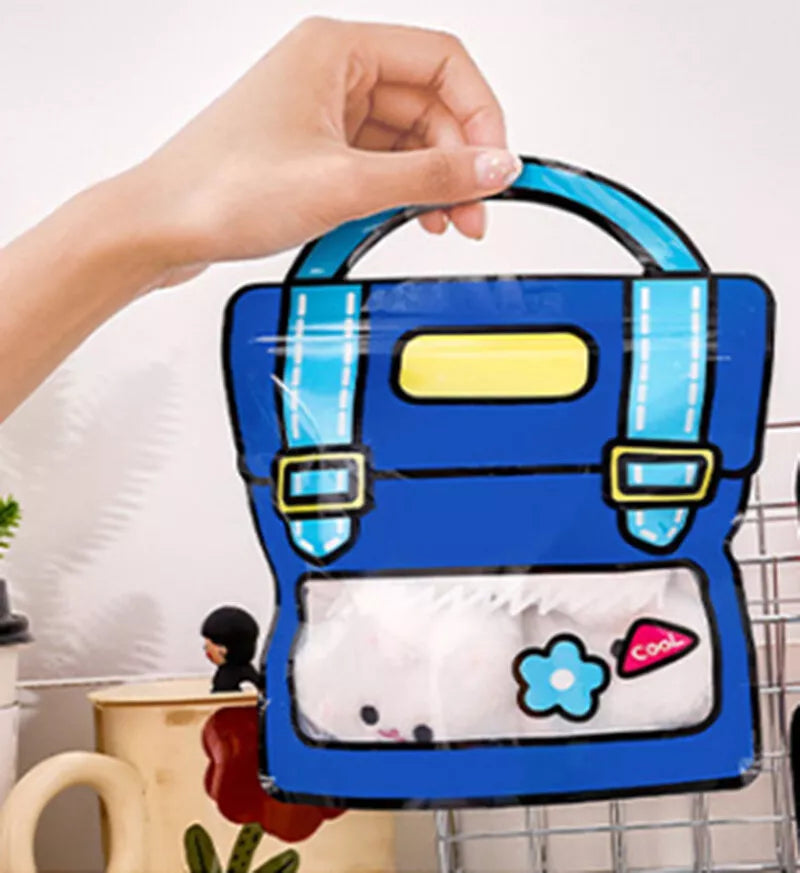 4pcs Cartoon Backpack Goodie Bags Clear Gift Candy Bags With Handle