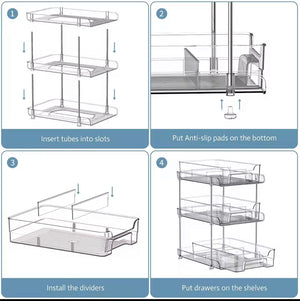 Tier Clear Pull Out Organizer, Acrylic Stackable Drawer Organizer Tray, Multipurpose Slide-Out Storage Container, Countertop and Makeup Organizer Tray
