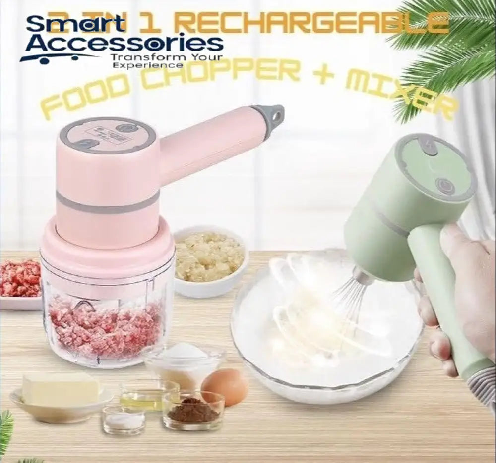 2 in 1 Electric Hand Mixer & Food Chopper with Detachable 3