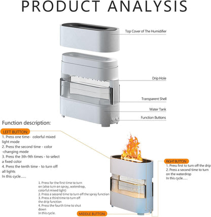 RAIN DROPS SIMULATION FLAME HUMIDIFIER