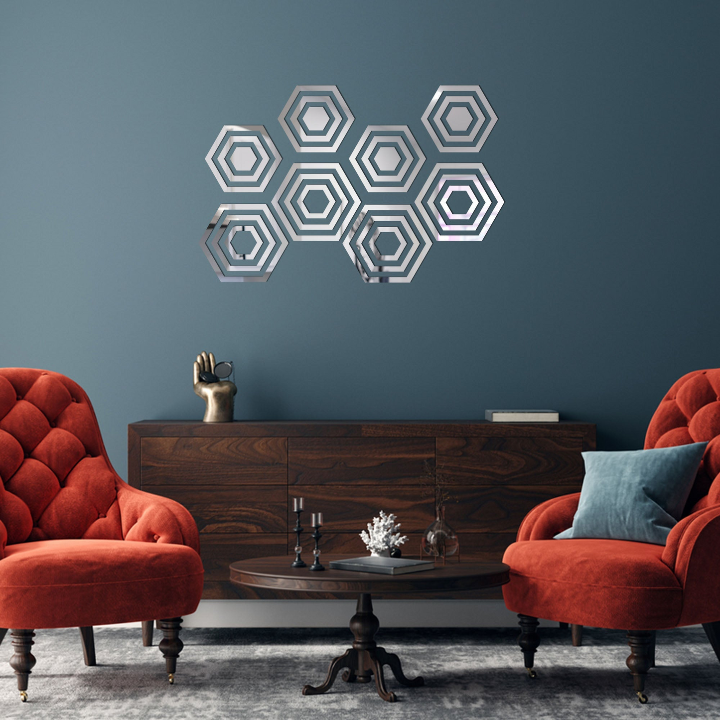 Golden Hexagon Acrylic Wall Mirror Stickers - Wall Decoration