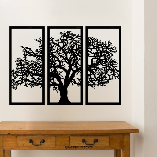3D Wooden Tree Wall Art (Set of 3)