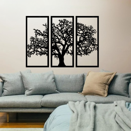 3D Wooden Tree Wall Art (Set of 3)
