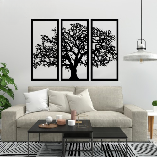 3D Wooden Tree Wall Art (Set of 3)