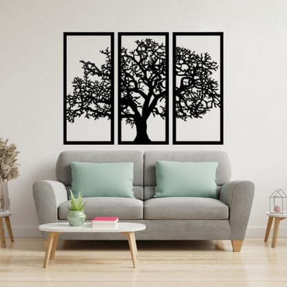 3D Wooden Tree Wall Art (Set of 3)