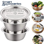 3Pcs Stainless Steel Kitchen Set Colander Slicer Grater