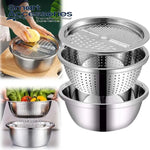 3Pcs Stainless Steel Kitchen Set Colander Slicer Grater