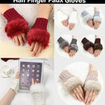 Wool Half Finger Gloves for Girls