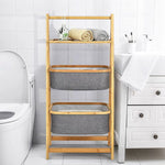 A-Frame Laundry Hamper With Shelf-Natural