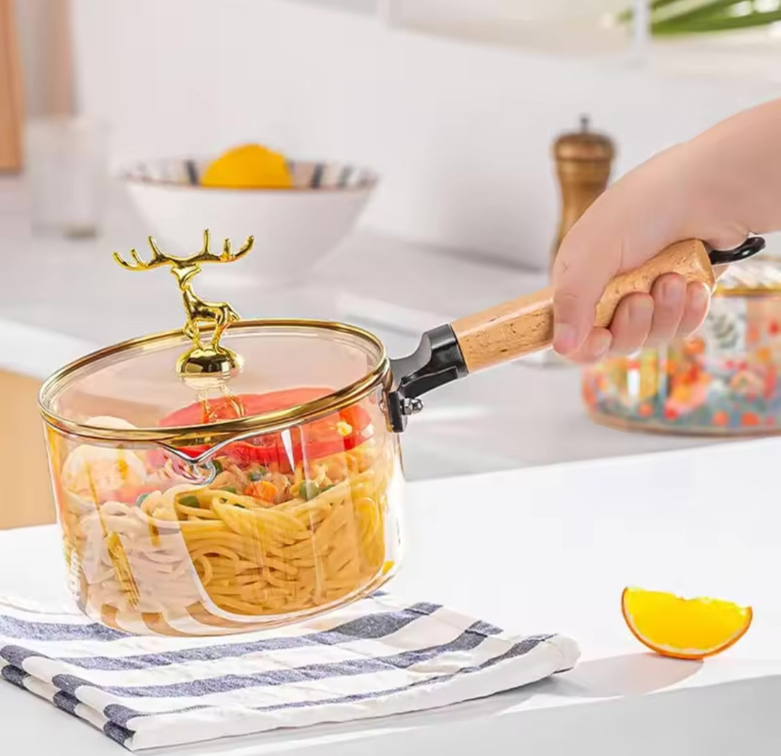 Non-Stick Cooking Glass Pot, New Transparent Design Pot, Kitchen Cooking Saucepan