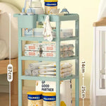 4 Layer Movable Living Room Trolley, Multi Purpose Storage Cart with Wheels, Portable Mobile Display Shelf