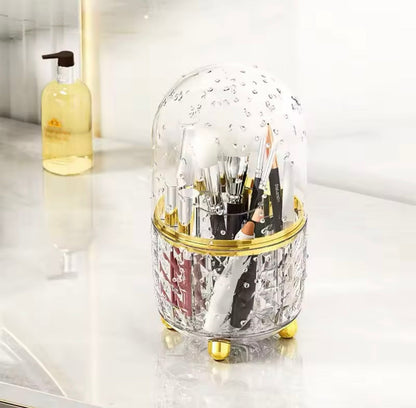 360 Rotating Makeup Brush Holder, Cosmetic Storage Box Makeup Organizer, Transparent Fancy Dust-proof Makeup Holder