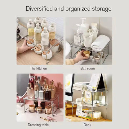 Transparent Desktop Organizer Kitchen Shelf, Acrylic Makeup Rack, Acrylic Organizer For Spice Jars and Cups, Multifunctional Storage Rack Home Organizer
