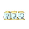 Ceramic Jar  Set of 3pcs With Wooden Lid Tray