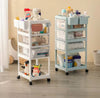 4 Layer Movable Living Room Trolley, Multi Purpose Storage Cart with Wheels, Portable Mobile Display Shelf