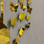 3D Golden Mini Mirror Butterfly Set – Elegant Wall Decor Accent