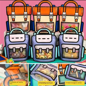 4pcs Cartoon Backpack Goodie Bags Clear Gift Candy Bags With Handle