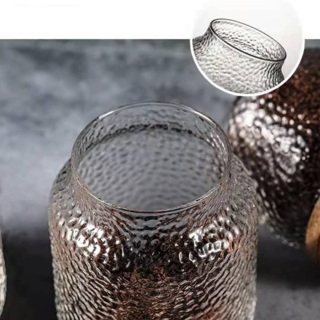 Hammer Grain Glass Jar