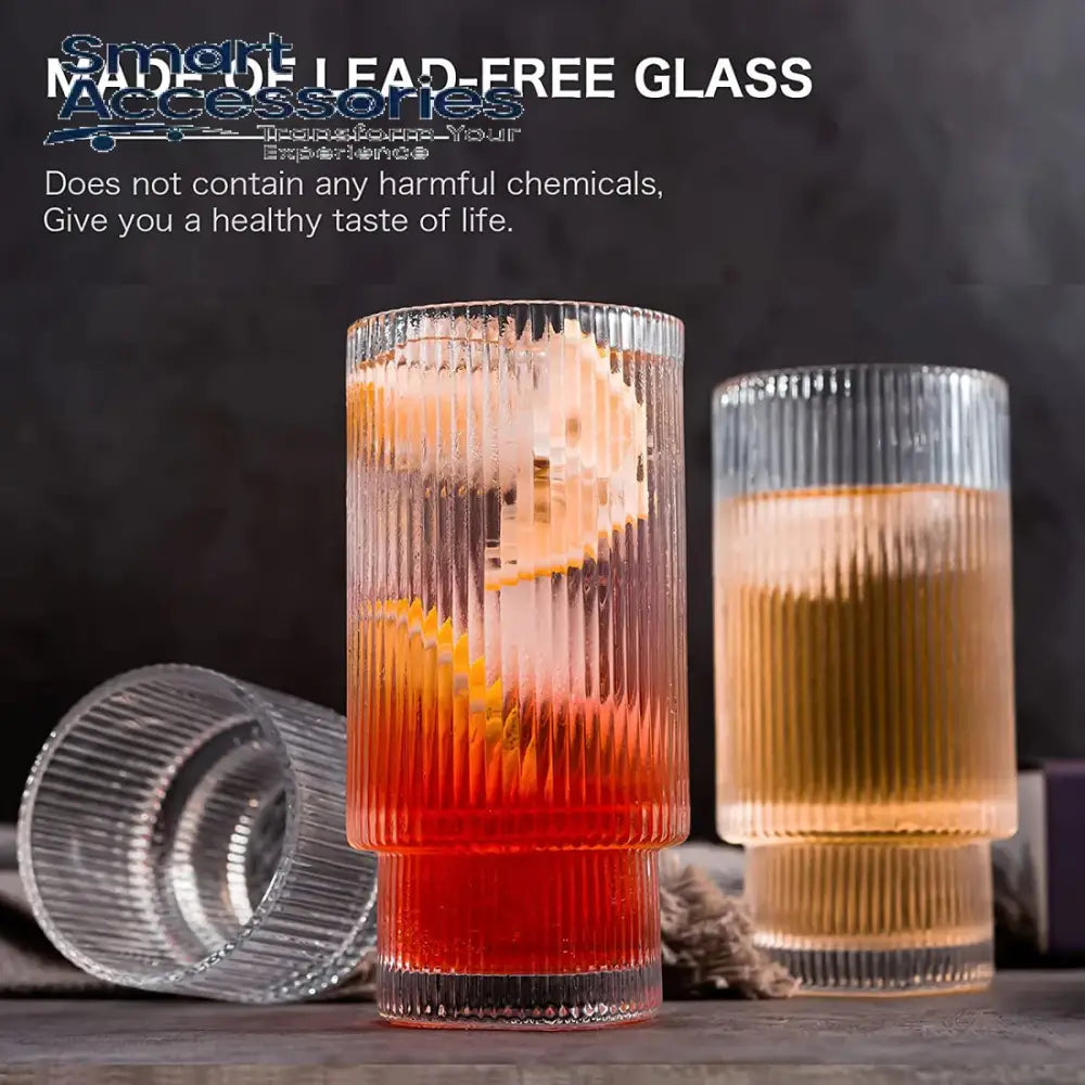 Elegant Ribbed Iced Coffee Glass