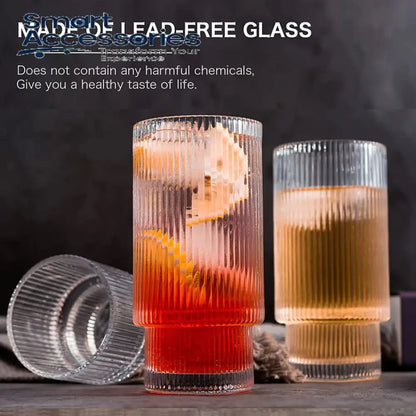 Elegant Ribbed Iced Coffee Glass