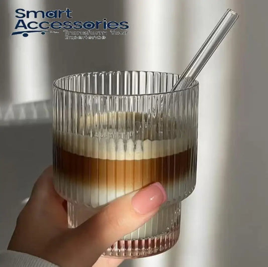 Elegant Ribbed Iced Coffee Glass