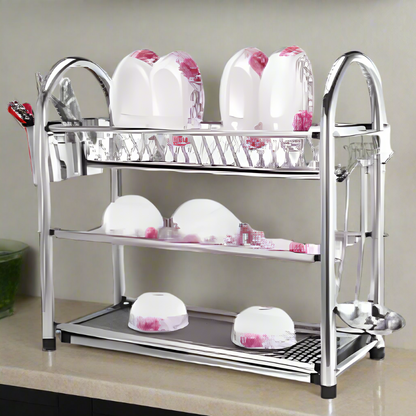 Plate Rack Stainless Steel Three Layer