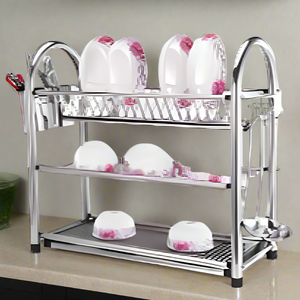 Plate Rack Stainless Steel Three Layer