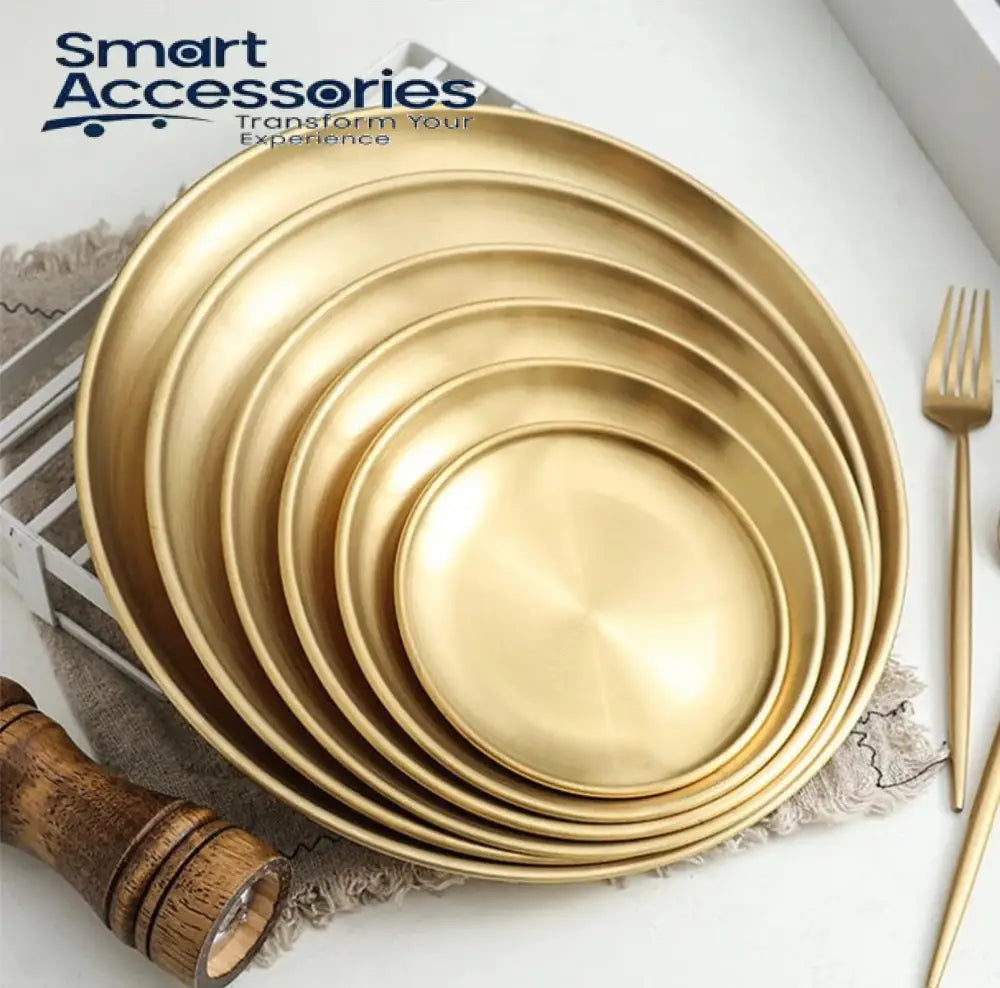 Luxurious SS Round Plate Gold 50 cm