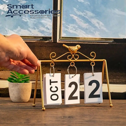 Metal Bird Office Desk Calendar