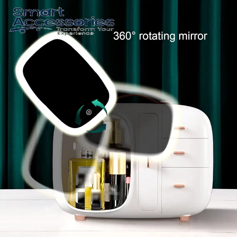 Modern Makeup Organizer Box with LED Mirror