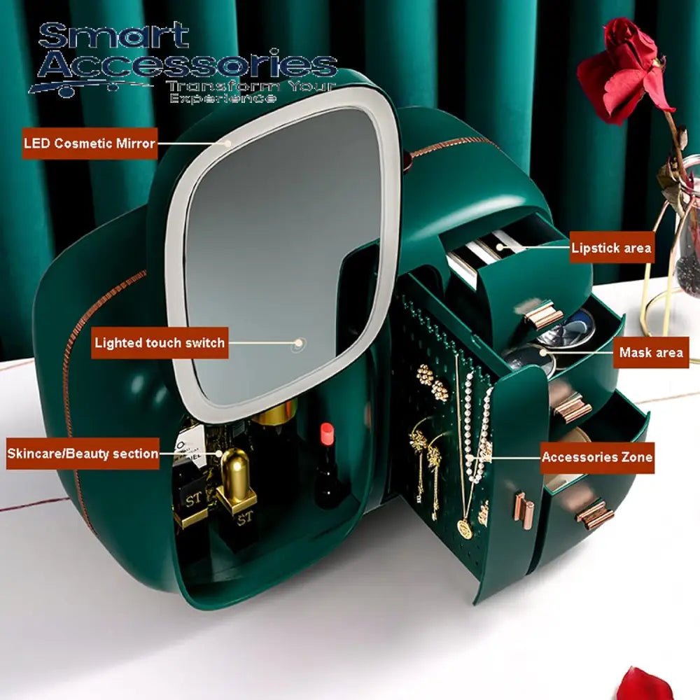 Modern Makeup Organizer Box with LED Mirror