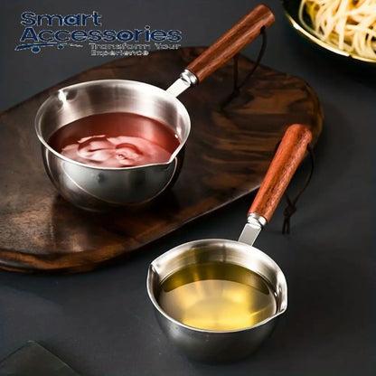 Stainless Steel Hot Oil Pot with Wooden Handle